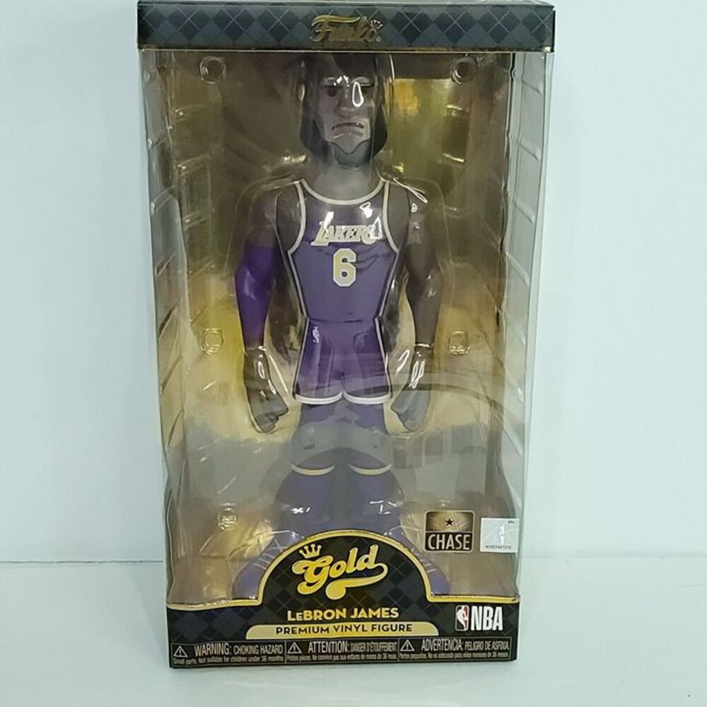 Funko Gold CHASE NBA Lakers LeBron James Purple 12" Vinyl Figure Bottom Dented